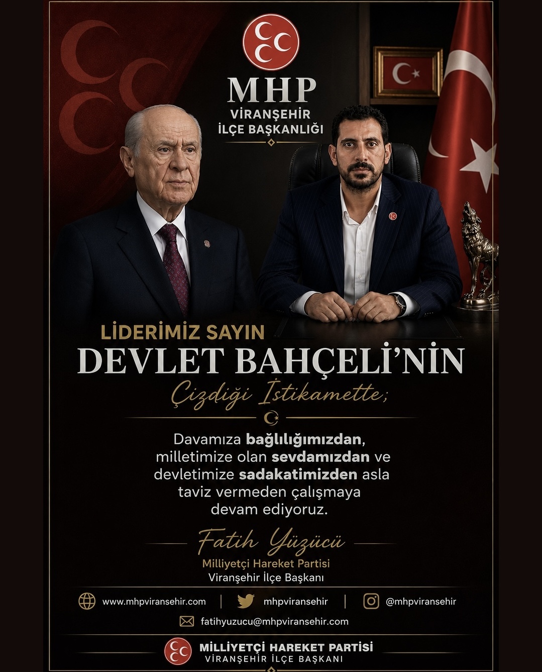 İlçe Başkanımız Fatih YÜZÜCÜ: Liderimiz Sayın Devlet Bahçeli'nin Çizdiği İstikamette Çalışmaya Devam Ediyoruz